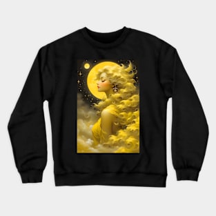 Yellow moon girl Crewneck Sweatshirt